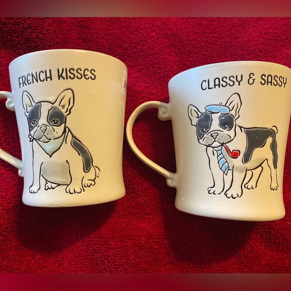 Spectrum Designz Pair 17oz French Bulldog Mugs French Kisses Classy & Sassy NWT - Picture 6 of 10
